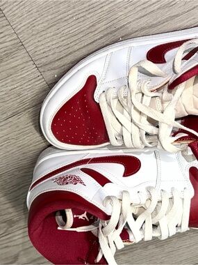 Jordan High-Top Sneakers in White and Red